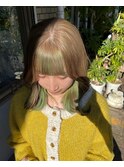 ベージュ×ライムグリーン 全体デザインカラー