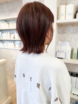 キャアリー(Caary) 福山caary冬カラーピンクブラウンうるつや外ハネボブ30代