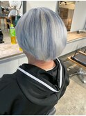 メンズホワイトシルバーカラー/デザインカラーブルーメッシュ