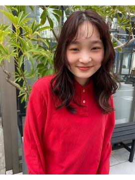 アクアオモテサンドウ(ACQUA omotesando) △癖毛風ミディアムパーマレイヤーパーママロンベージュ