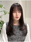 レイヤーカット/ハイレイヤー/ベージュ/シースルーバング