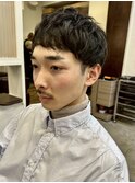 マッシュパーマ/ニュアンスマッシュ/黒髪ショート/眉毛/メンズ