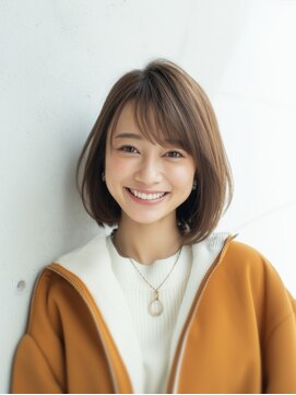 ハピネスフィール 宇治店(Happiness FEEL) 顔周りカットが大人可愛い長め前下がりボブ