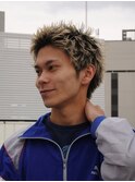 メンズハイトーンスパイキーショートブリーチ束感メンズカット立