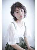 愛され☆外はねボブのラベンダーアッシュグレージュ