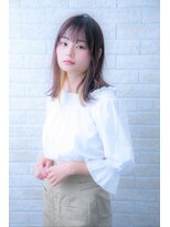 ヘアーアートシフォン 池袋西口店(Hair art chiffon)&nbsp;ミニマムボブモードジグザグバング3Dカラーノットヘアブルージュ