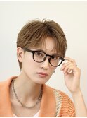 ショートセンターパート　ブリーチカラー　メンズヘア　韓国