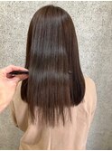 髪質改善　縮毛矯正　ストレート　艶感　セミロング　ブラウン