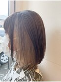 インナーカラー　ロブ　スモーキーベージュ　前髪あり
