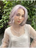 ハイトーンホワイトパープルカラーフェイスフレーミングカラー