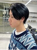ブルーブラック/センターパート/ハンサムショート/ネイビーヘア