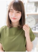 斜めバングブラウンベージュエアストレートh4越谷20代30代40代