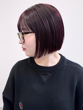 ヒース 姪浜(Heath) カシスラベンダー 切りっぱなしボブ ブリーチなしダブルカラー