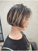 【新宿】ミニボブ/切りっぱなしボブ/ハイライトカラー