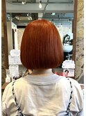 オレンジ大人可愛いミニボブ20代30代40代