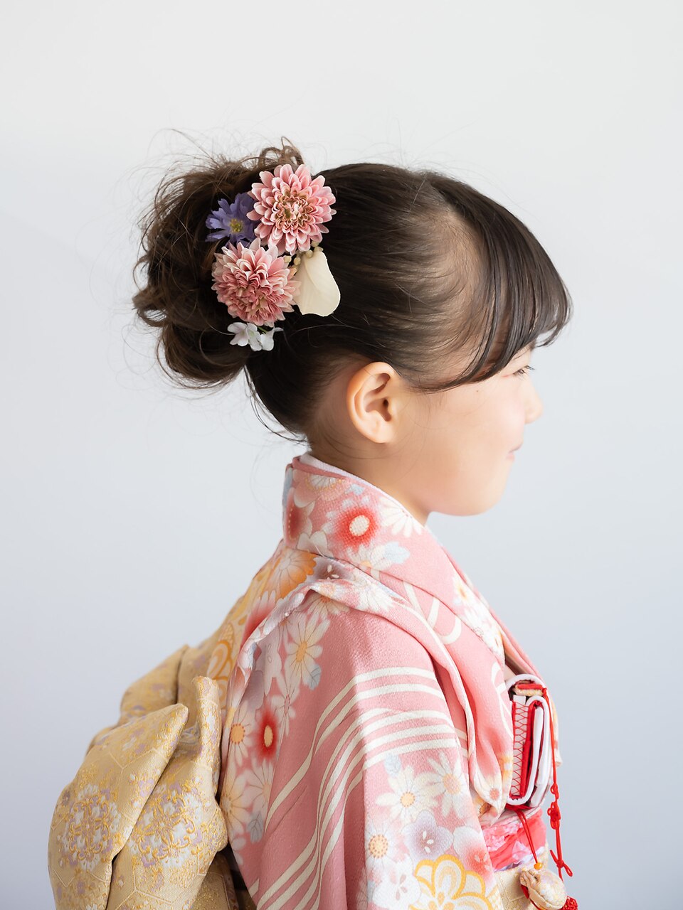 七五三7歳振袖編み込みアップヘアアレンジ/ハーフ成人式/代々木