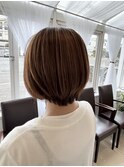ショートボブ/白髪ぼかしハイライト/ハイライトベージュ
