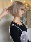 ロング　ケアブリーチ　顔周り　ミルクティーベージュ　10代20代