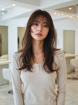 顔まわりカット/レイヤーカット/透明感ブラウン