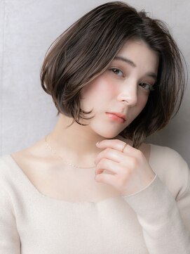 カバーヘア 上尾西口店(COVER HAIR) イヤリングカラーワンカールかきあげショートボブX上尾30代40代