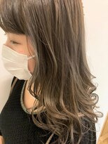 ヘアブランコブランコ 横浜(hair blanco_blanco)&nbsp;20代シースルーバングオリーブカラー外ハネミくびれミディ