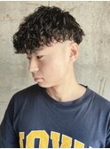 ツイストスパイラル ハイライト ツーブロック マッシュ 黒髪