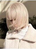 ホワイトブロンド/金髪ボブ/ホワイトボブ/ハイトーンボブ