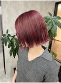 ピンクカラー チェリーピンク 切りっぱなしボブ