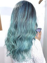 ブレイズヘアー(BLAZEhair) 【色落ち綺麗カラー】ターコイズバレイヤージュ×ブリーチ2回