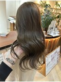 夏カラー/ブリーチなしダブルカラーオリーブグレージュ透明感