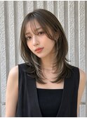 オリーブ×グレージュの大人可愛いウルフインナーカラー