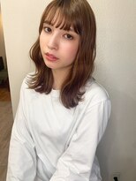 【山田】外ハネ大きめウェーブシースルーバングココアブラウン