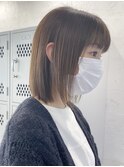 長め大人ボブ 前髪あり アッシュベージュ イルミナカラー
