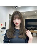 小顔レイヤーロング×オリーブグレージュ横浜