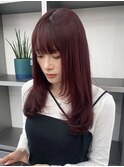 顔周りレイヤーミディアムチェリーレッド