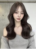 オリーブグレー/小顔/暗髪/韓国/銀座/レイヤーカット