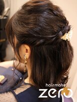 ヘアメイクゼロ 坂戸駅前店(hairmake zero)&nbsp;アレンジ ハーフアップ ボブスタイル グレージュカラー 20代30代