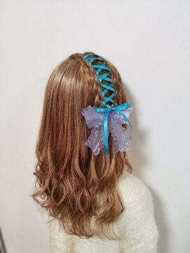 ヘアセットサロン ミント(Hair set salon MINT) 布リボン編み込みハーフアップ