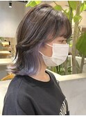 20代インナーカラーブリーチカラーイヤリングカラーローライト