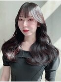 くびレイヤーアッシュブラック美髪レイヤーロング_ba490001