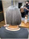 グレイヘア前下がりボブ　【新宿/縮毛矯正/夜19時以降受付】