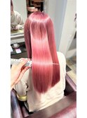 ロング髪質改善ヘアエステブリーチピンクカラー