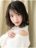 大人美人ウェットスタイル黒髪外ハネボブパーマ314X大宮30代40代