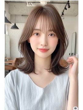 ノイエ 原宿 北参道(NoIE) ミディアムレイヤーココアブラウン顔周りレイヤー顔周りカット