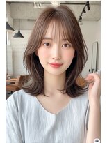 ノイエ 原宿 北参道(NoIE) ミディアムレイヤーココアブラウン顔周りレイヤー顔周りカット