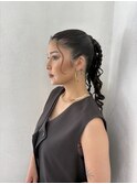 ヘアセット ヘアアレンジ ボヘミアンヘア ポニーテールアレンジ
