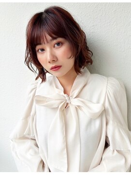 カバーヘアアンドスパ ブリス 浦和(COVER HAIR&SPA bliss) ボブパーマ×ワインレッド/ボルドー/チェリーレッド小顔p浦和