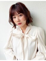 カバーヘアアンドスパ ブリス 浦和(COVER HAIR&SPA bliss) ボブパーマ×ワインレッド/ボルドー/チェリーレッド小顔p浦和