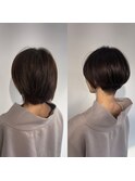 40代 ハンサムショート 前髪なし センターパート