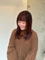キャンバスアニュー 川崎(canvas anew.) ブリーチなしダブルカラーで深め赤